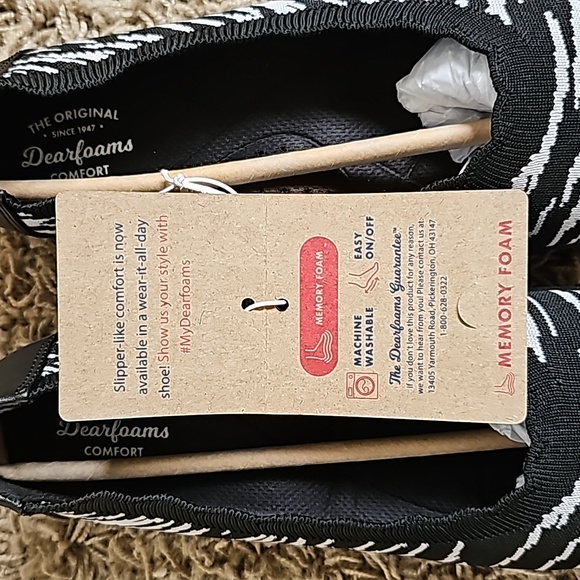 NEW in Box Dearfoams Comfort Misty Ballet Flat Black & White Washable 6 Foam - Picture 4 of 8